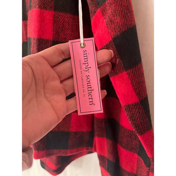 Simply Southern NWT Buffalo Check Red Black Shacket w/Pockets Women's Large - Picture 3 of 8